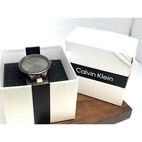 Calvin Klein Women\'s Watch 25200127 Quartz Gray Rose Gold Stainless Steel 38mm